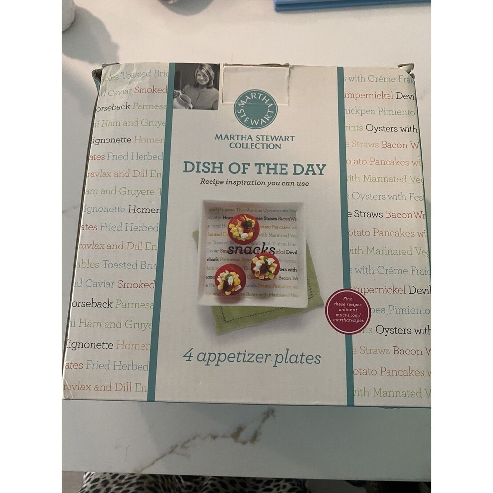 Martha Stewart Collection Dish of the Day Square Appetizer Plates - Set of 4
